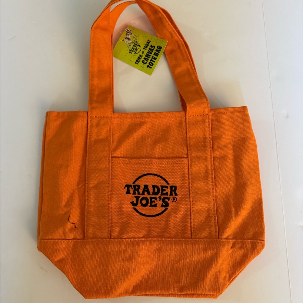 Trader Joe's Orange Canvasmini  Tote Bag Halloween new with tags